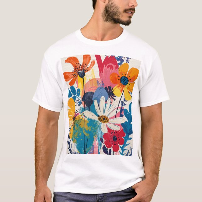 T-shirt Fleurs colorées (Devant)