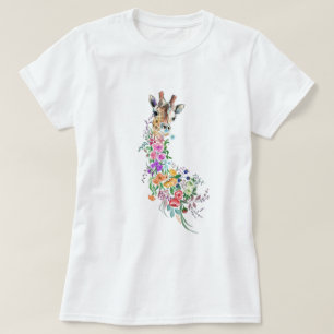 T-shirt Fleurs colorées Bouquet Giraffe - Dessin Moderne 