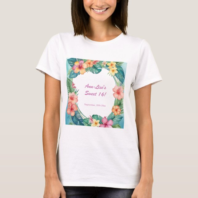T-shirt Fleurs colorées Hawaii Anniversaire (Devant)