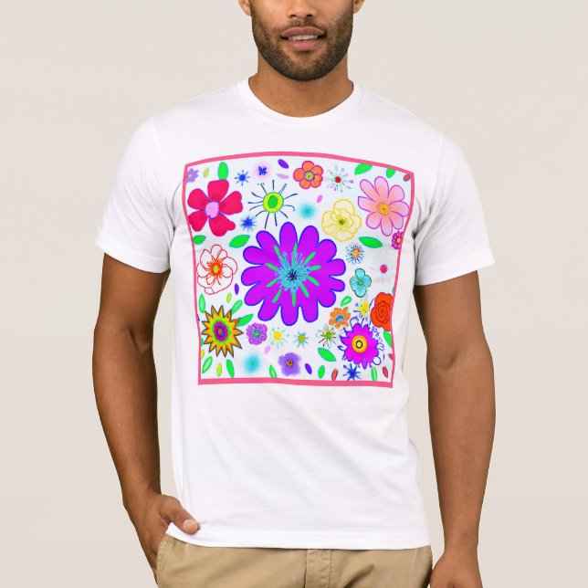 T-shirt Fleurs colorées Motif (Devant)