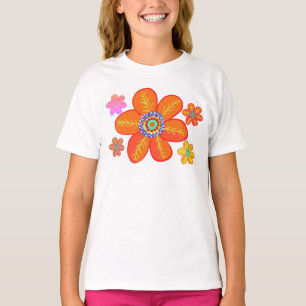 T-shirt Fleurs Cool rouges orange