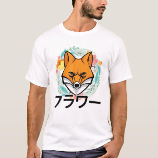 T-shirt Fleurs - Cute Kawaii Anime Fox - japonais Aesthet
