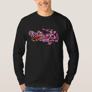T-shirt Fleurs D'Alligator Rose Crocodile Animaux Femmes E