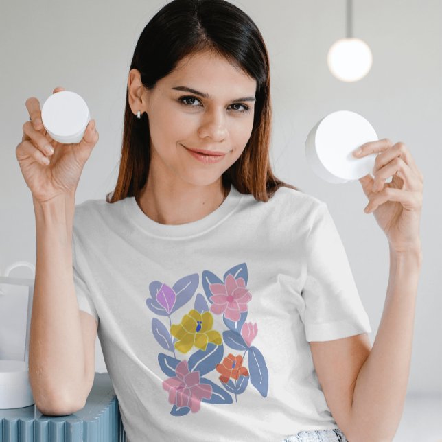 T-shirt Fleurs d'aquarelle bleue feminine chic élégant (Créateur téléchargé)