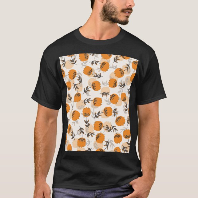 T-shirt Fleurs d'art populaire style scandinave (Devant)