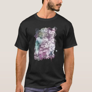 T-shirt *~* Fleurs de Bouddha Zen Pastel Hommes Noirs