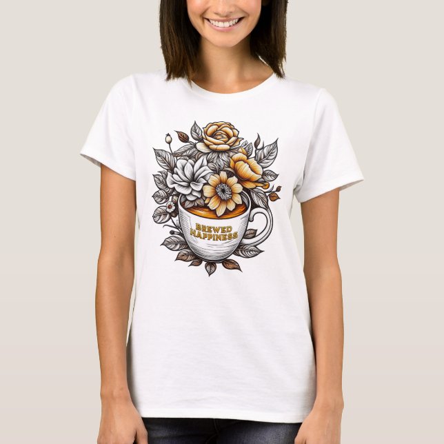 T-shirt Fleurs de café Happiness brassées (Devant)