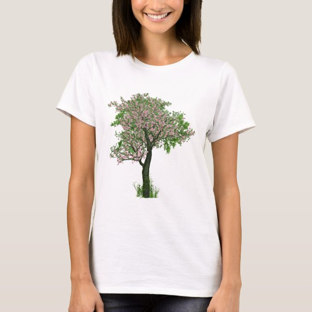T-shirt Fleurs de cerise en fleurs Branches d'arbre Feuill (Devant)