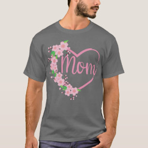 T-shirt Fleurs de cerises roses Sakura autour d'un H