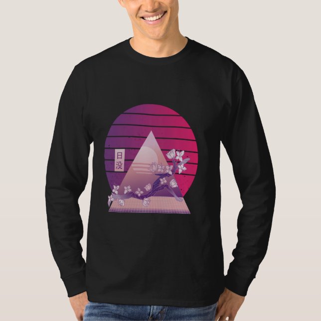 T-shirt Fleurs de cerisier à vagues pyramide gradient de c (Devant)
