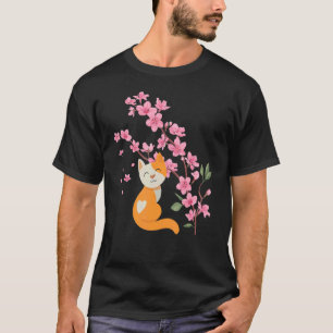 T-shirt Fleurs de cerisier Chat Cherryblossom japonais