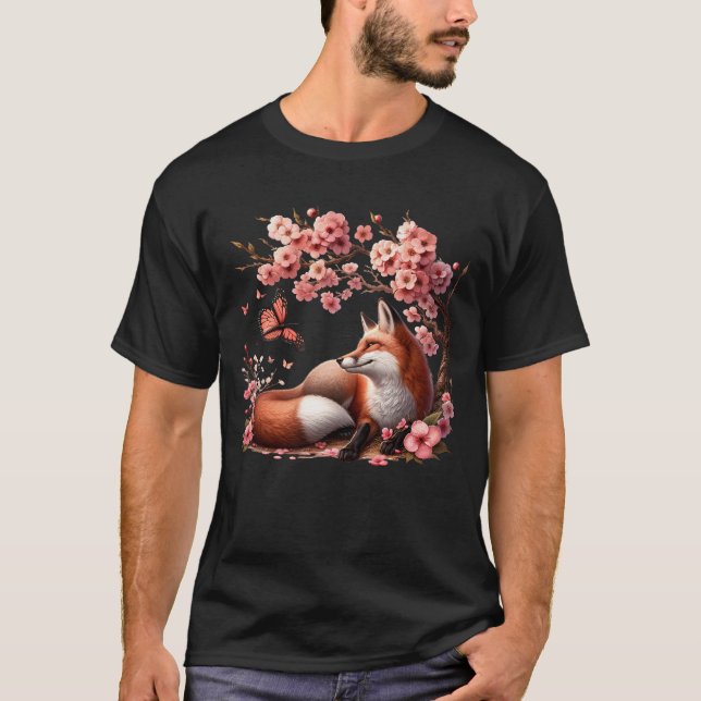 T-shirt Fleurs de cerisier de renard japonais (Devant)