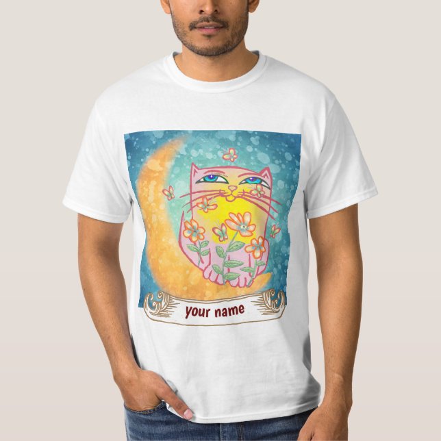 T-shirt Fleurs de chat de lune  (Devant)