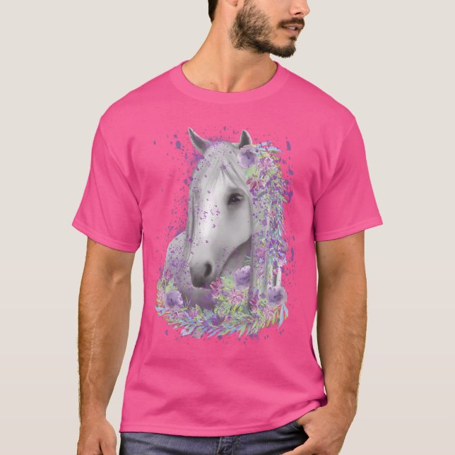 T-shirt Fleurs de cheval Équitation Propriétaire de cheval (Devant)