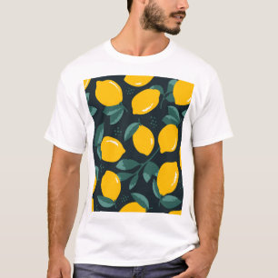 T-shirt Fleurs de citrons, Texture d'été Vintage.
