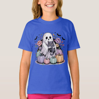 T-shirt Fleurs de citrouille pastel Halloween