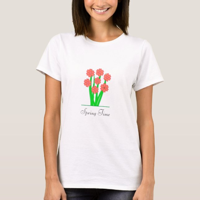T-shirt Fleurs de cœur de printemps modernes (Devant)