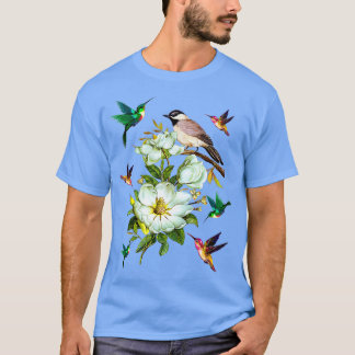 T-shirt Fleurs de colibriCadeau LoverFemmes Hommes Enfants