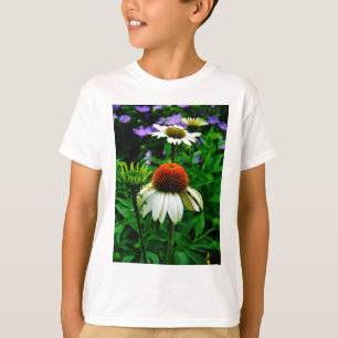 T-shirt Fleurs de cônes blanches et orange