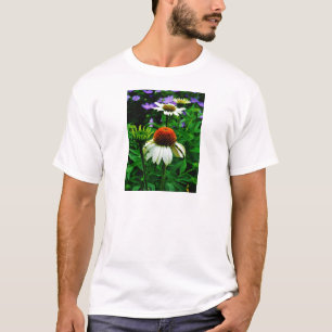 T-shirt Fleurs de cônes blanches et orange