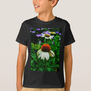 T-shirt Fleurs de cônes blanches et orange