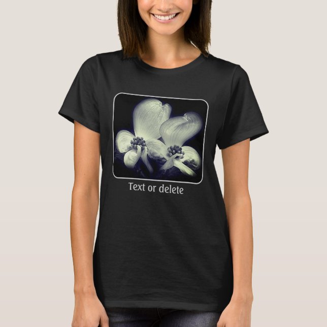 T-shirt Fleurs de cornouiller en noir et blanc  (Devant)