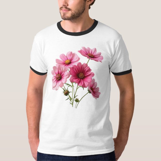 T-shirt Fleurs de Cosmos Rose-23456 (Devant)