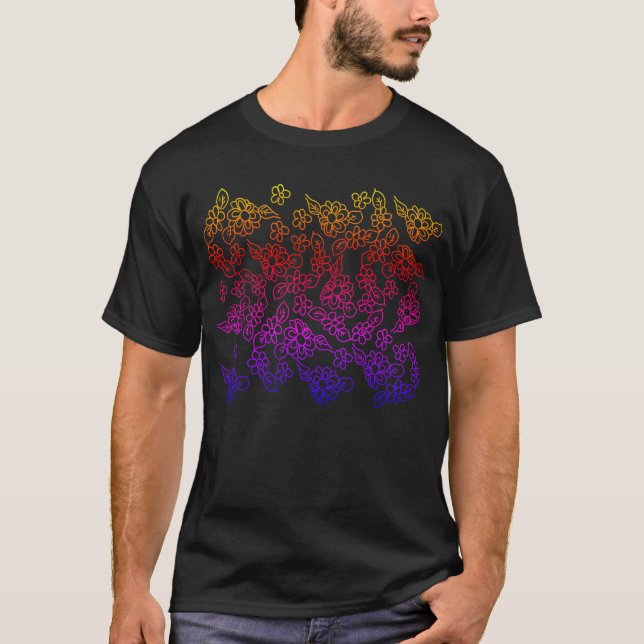 T-shirt Fleurs de couleur néon (Devant)