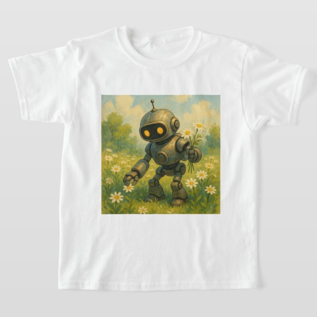 T-shirt Fleurs de cueillette de robots (Poser)