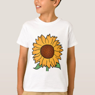 T-shirt Fleurs de dessin animé, tournesol floral d'été
