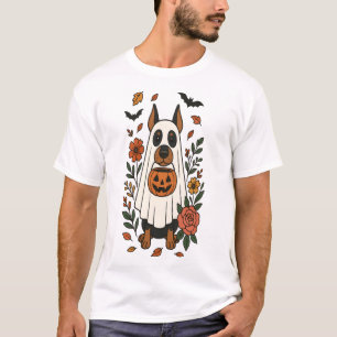 T-shirt Fleurs de Doberman Pinscher Halloween