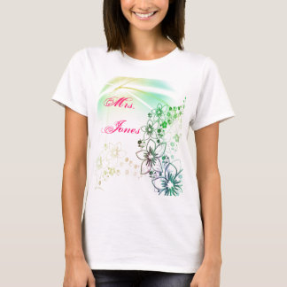 T-shirt Fleurs de fête de douche de mariage Art nom person