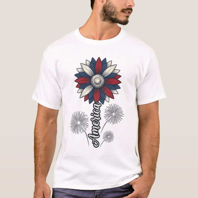 T-shirt Fleurs de feu d'artifice vectoriel de conception p (Devant)