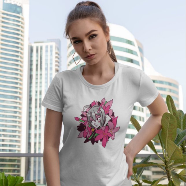 T-shirt Fleurs de fille Anime (Créateur téléchargé)