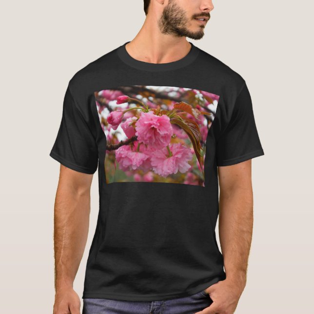 T-shirt Fleurs de fleurs de cerisier rose chaud (Devant)