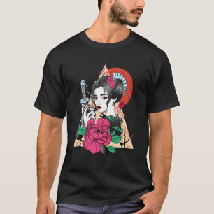 T-shirt Fleurs de fleurs de cerisiers en japonais Samurai