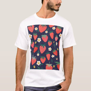 T-shirt Fleurs de fraises et fruits : Motif décoratif