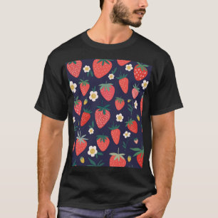 T-shirt Fleurs de fraises et fruits : Motif décoratif