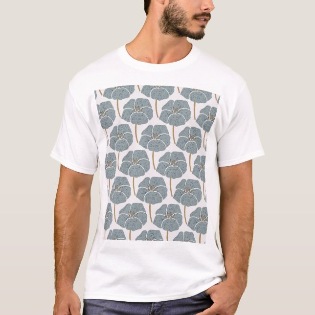 T-shirt Fleurs de Géranium Bleu Motif romantique. (Devant)