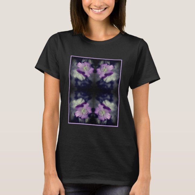 T-shirt Fleurs de géranium violet Couleur partielle Abstra (Devant)