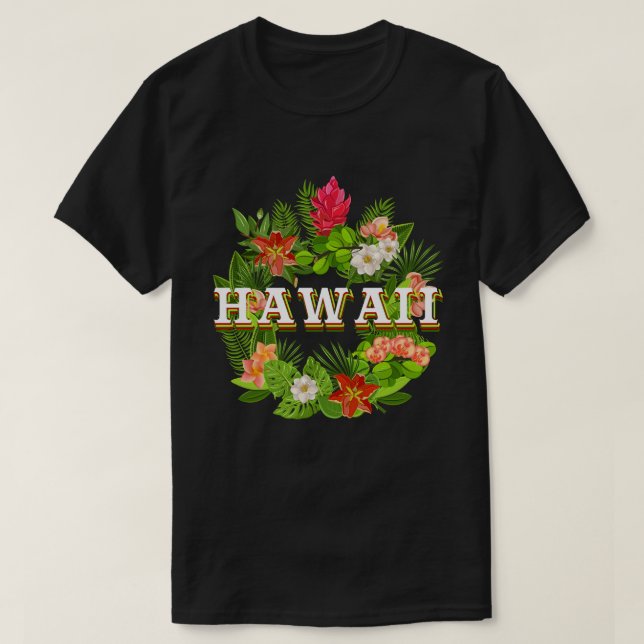 T-shirt Fleurs de Hawaii Word Art - Hawaiian Pride (Design devant)