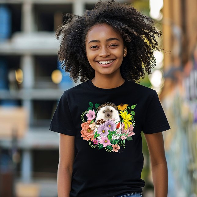 T-shirt Fleurs de hérisson mignonnes (Créateur téléchargé)