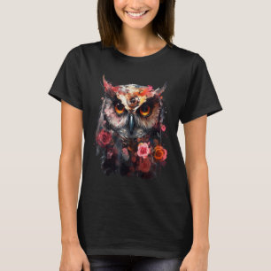 T-shirt Fleurs de hibou Amoureux des animaux Imaginaires -