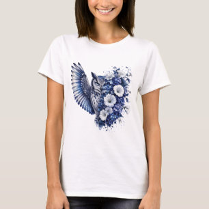 T-shirt Fleurs de hibou PNG Dessin d'oiseau floral aquarel