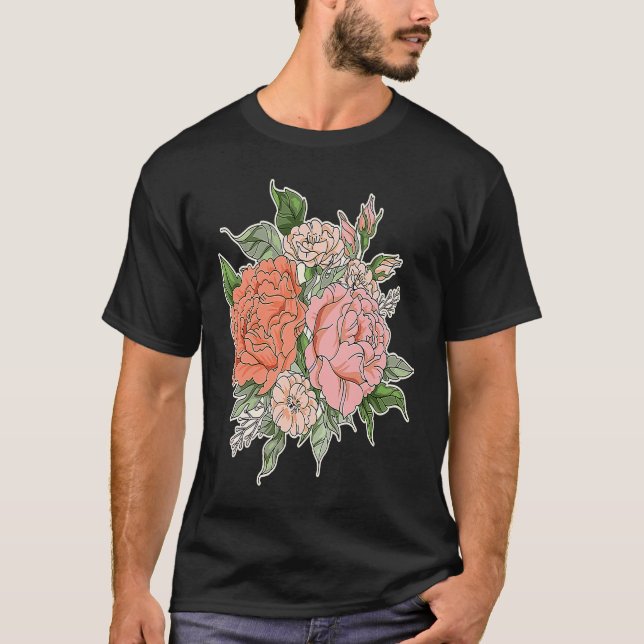 T-shirt Fleurs de jardin et fleurs papillon (Devant)