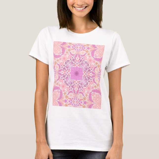 T-shirt Fleurs de jardin rétro en rose (Devant)