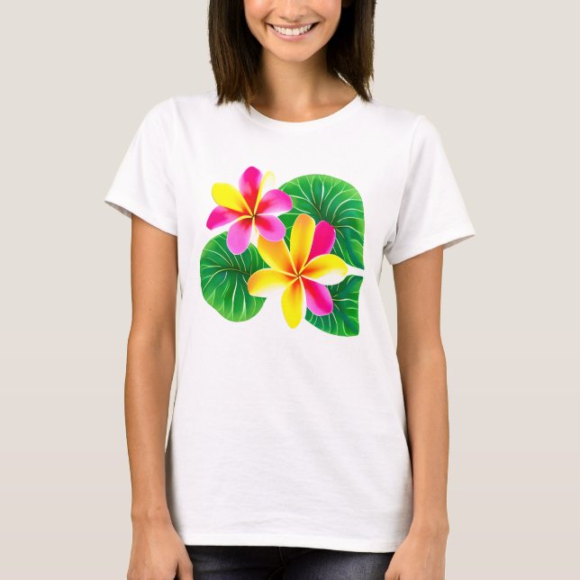 T-shirt Fleurs de la Plumeria tropicale (Devant)