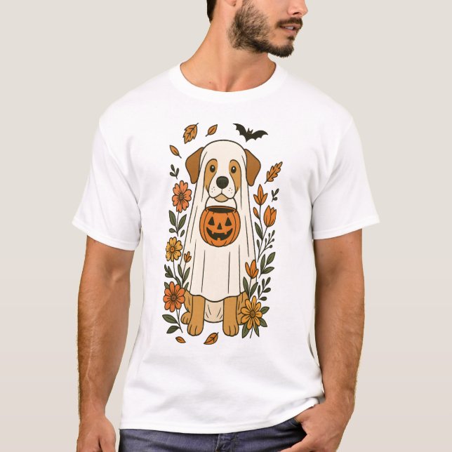 T-shirt Fleurs de Labrador Retriever d'Halloween (Devant)