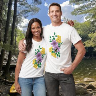 T-shirt Fleurs de lavande abeille bourdon jaune