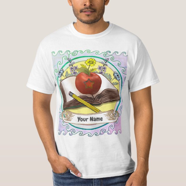 T-shirt Fleurs de l'enseignant de livre (Devant)